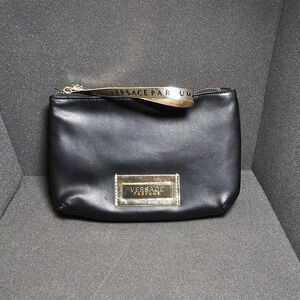 Versace Parfums Black And Gold Zip Up Toiletry Cosmetic Small Travel Bag see pic